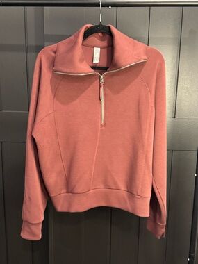 SPANX Air essentials half-zip pullover in mauve/tannish